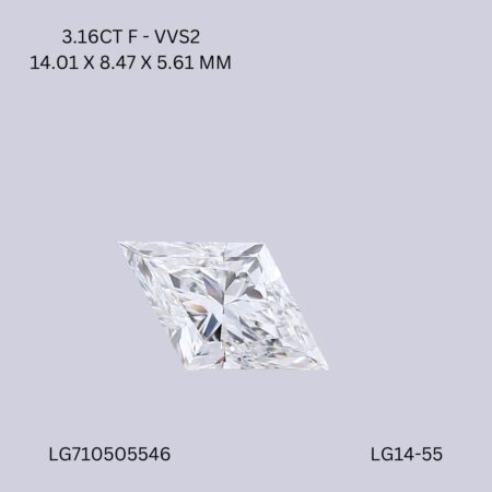 3.16 CT F VVS2 LOZENGE diamond Fancy Shape