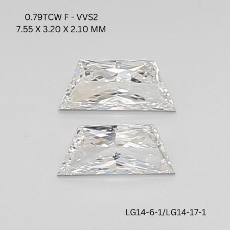 0.79 CT F VVS2 TRAPEZOID diamond Matching Pair