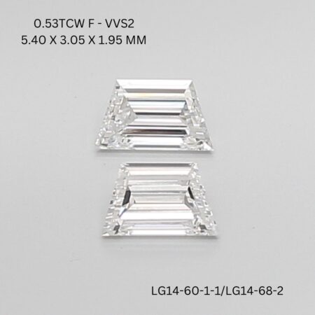 0.53 CT F VVS2 TRAPEZOID diamond Matching Pair