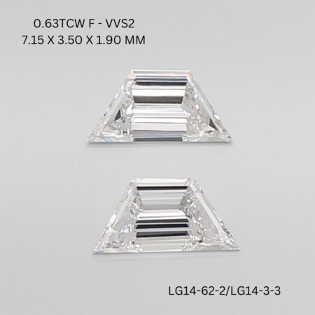 0.63 CT F VVS2 TRAPEZOID diamond Matching Pair