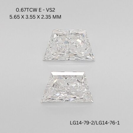 0.67 CT E VS2 TRAPEZOID diamond Matching Pair