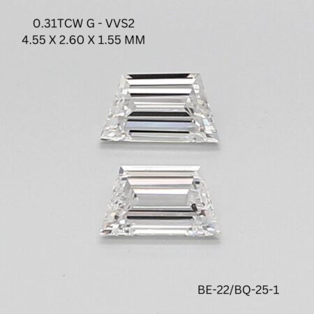 0.31 CT G VVS2 TRAPEZOID diamond Pairs Inventory
