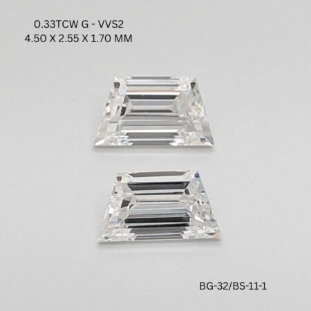 0.33 CT G VVS2 TRAPEZOID diamond Pairs Inventory