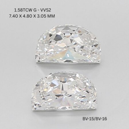 1.58 CT G VVS2 HALF MOON diamond Pairs Inventory