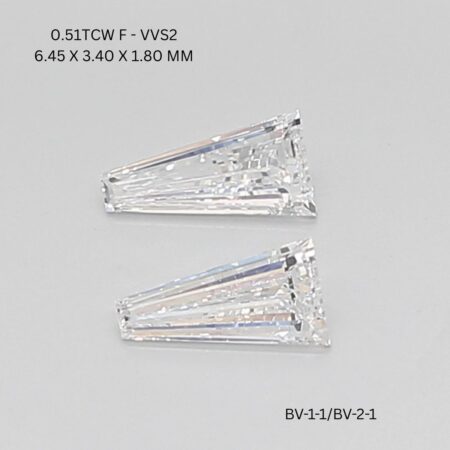 0.51 CT F VVS2 TAPER diamond Pairs Inventory