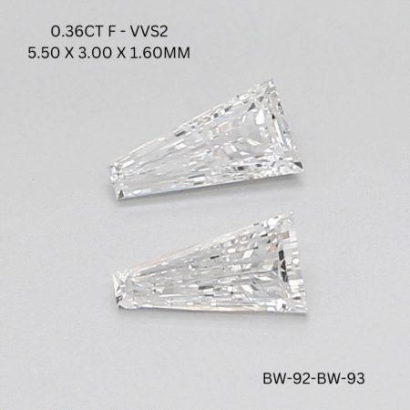 0.36 CT F VVS2 TAPER diamond Pairs Inventory