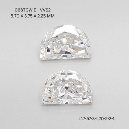 0.68 CT E VVS2 HALF MOON diamond Pairs Inventory