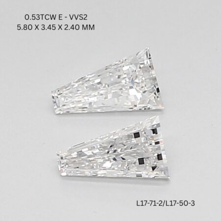 0.53 CT E VVS2 TAPER diamond Pairs Inventory