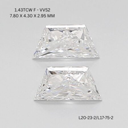 1.43 CT F VVS2 TRAPEZOID diamond Pairs Inventory