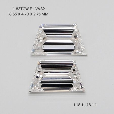 1.83 CT E VVS2 TRAPEZOID diamond Pairs Inventory