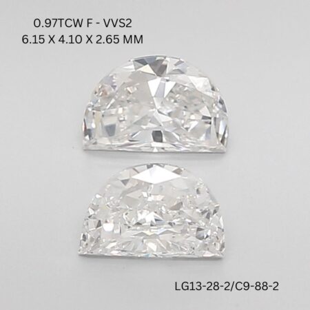 0.97 CT F VVS2 HALF MOON diamond Pairs Inventory